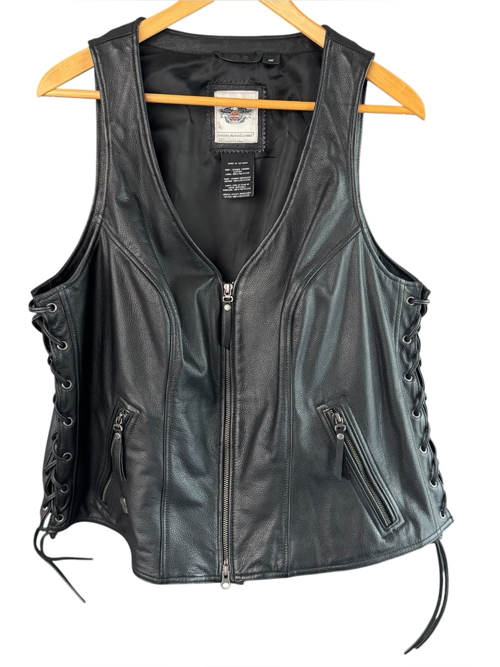 Harley-Davidson Avenue Black Leather Vest - Picture 1 of 13